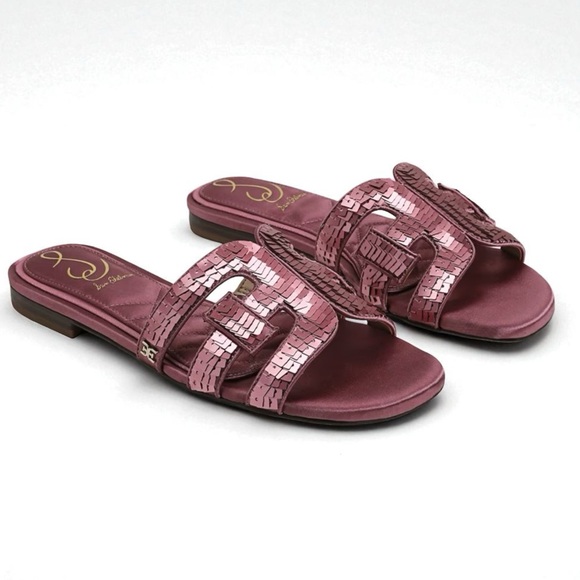 SAM EDELMAN Bay Glamour Sequined Slide Sandal in Elderberry - Picture 1 of 14